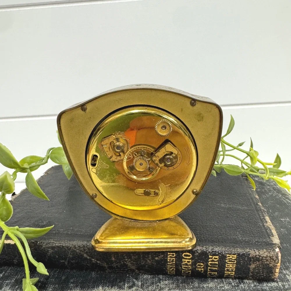 Vintage Kienzle Brass Alarm Clock MCM West Germany Shield- Decor only